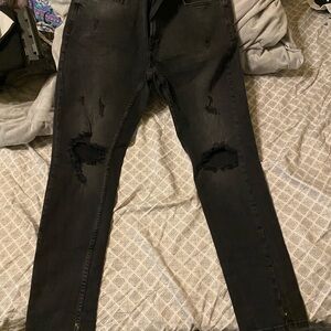 Zara Distressed Black Denim Jeans